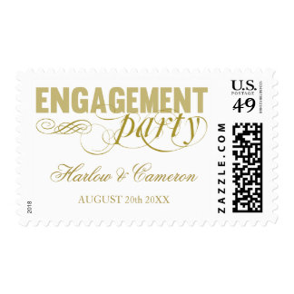 Elegant Gold Engagement Party Postage