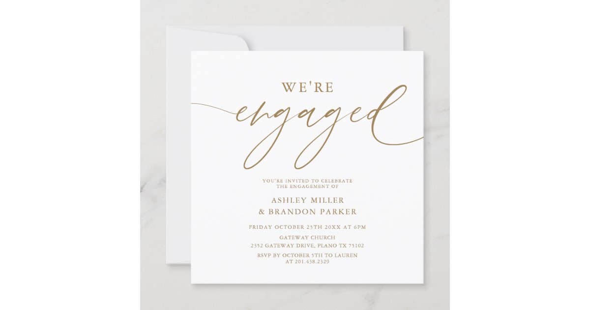 Elegant Gold Engagement Party Square Invitation Zazzle