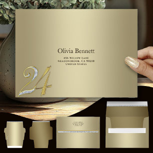 Elegant Gold Envelope With Number 24 Milestone