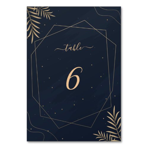 Elegant Gold Eucalyptus Geometric Wedding Table Number