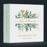 Elegant Gold Eucalyptus Greenery Wedding Binder<br><div class="desc">Elegant gold script personalized name and text eucalyptus greenery wedding binder.</div>