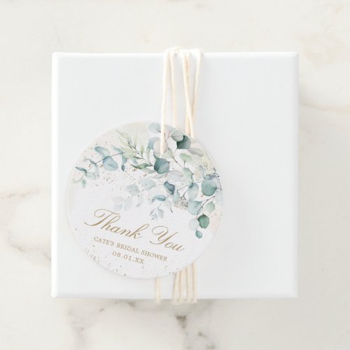 Elegant Gold Eucalyptus Rustic Bridal Shower Favor Tags