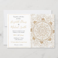 Elegant Gold Eye Sun Moon Mandala White