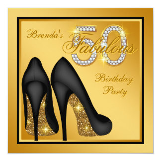Elegant Gold Fabulous 50th Birthday Party Card