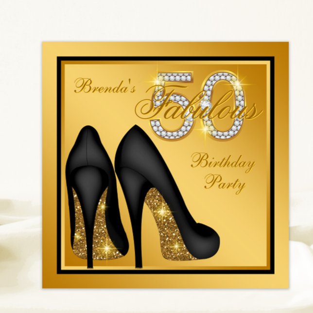 Elegant Gold Fabulous 50th Birthday Party Invitation (Creator Uploaded)
