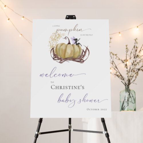 Elegant Gold Fall Pumpkin Welcome Baby Shower Foam Board