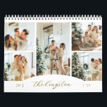 Elegant Gold Family Photo Collage Calendar<br><div class="desc">Celebrate your cherished moments all year round with this stunning family photo collage calendar. Featuring a modern, elegant design with gold script accents, this calendar showcases your favorite memories in a beautifully arranged layout. Perfect for bringing a warm, personalized touch to your home or gifting to loved ones, Each month...</div>