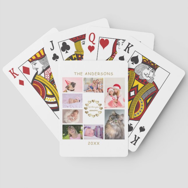 Elegant Gold Family Photo Collage Father’s Day Poker Cards (Back)