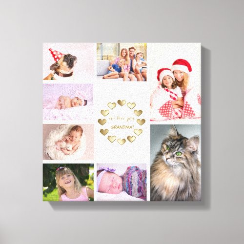 Elegant Gold Family Photo Collage Mothers Day Canvas Print