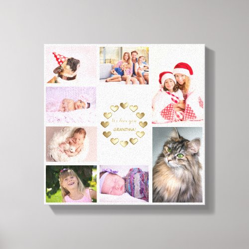 Elegant Gold Family Photo Collage Mothers Day Canvas Print