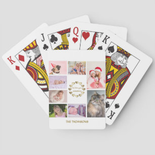 Elegant Gold Family Photo Collage Mother's Day Poker Cards