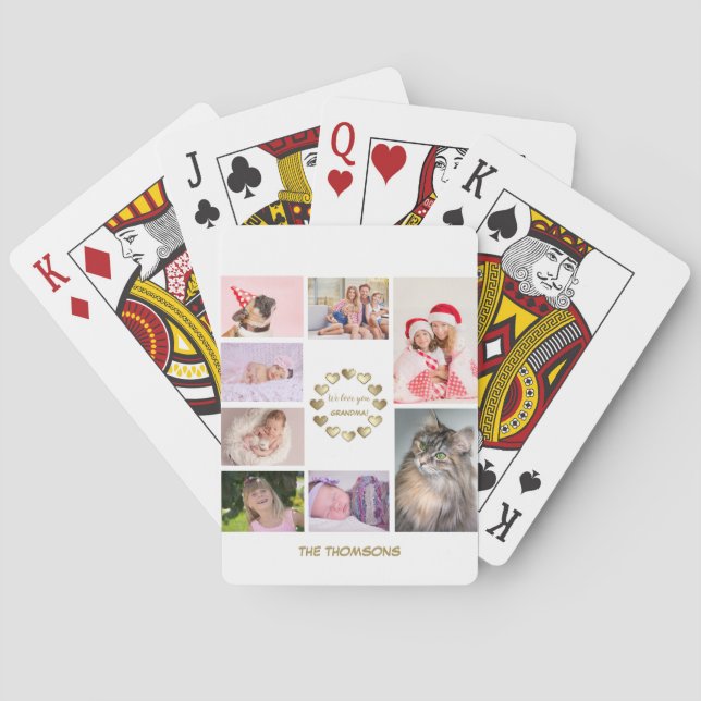 Elegant Gold Family Photo Collage Mother's Day Poker Cards (Back)