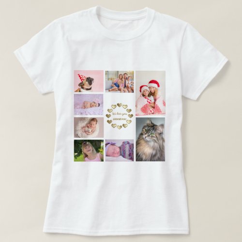 Elegant Gold Family Photo Collage Mothers Day T_Shirt