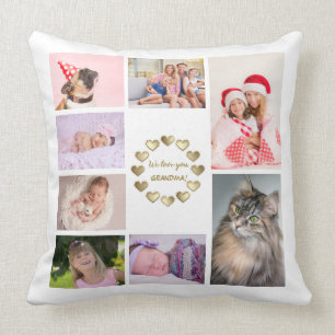 Elegant Gold Family Photo Collage Mother's Day Throw Pillow