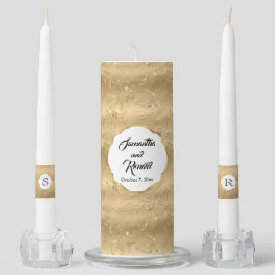 Elegant Gold Faux Foil Wedding Unity Candle Set