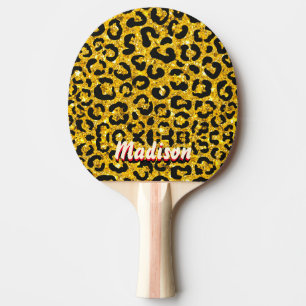 Elegant gold faux glitter animal print 3D Monogram Ping Pong Paddle