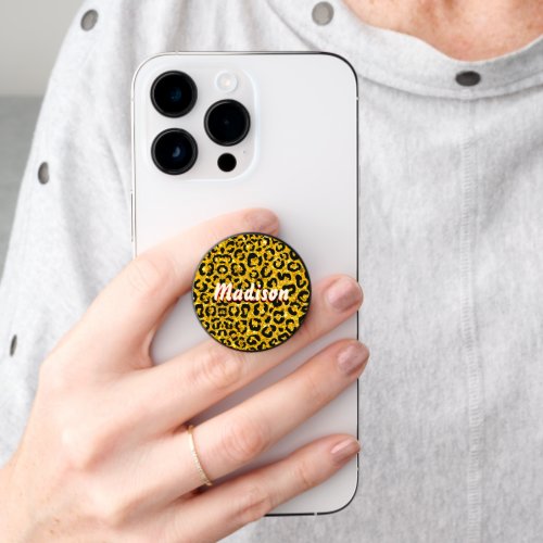 Elegant gold faux glitter animal print 3D Monogram PopSocket