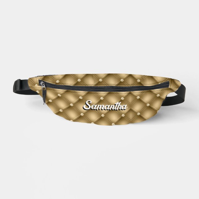 Elegant gold faux glitter drips monogrammed fanny pack (Front)