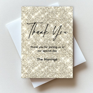Elegant Gold Faux Glitter Sparkle Thank You Card