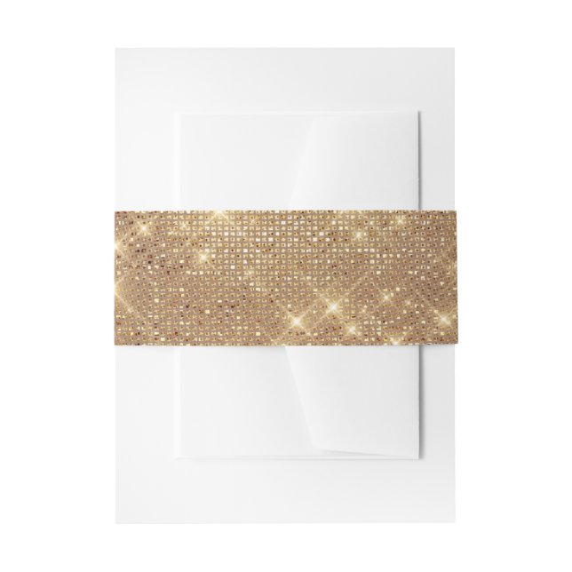 Elegant Gold Faux Glitter Wedding Invitation Belly Band (Front Example)