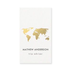 ELEGANT GOLD FAUX KRAFT WORLD MAP PERSONALISED BUSINESS CARD