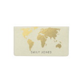 ELEGANT GOLD FAUX KRAFT WORLD MAP PERSONALIZED CHECKBOOK COVER (Front)