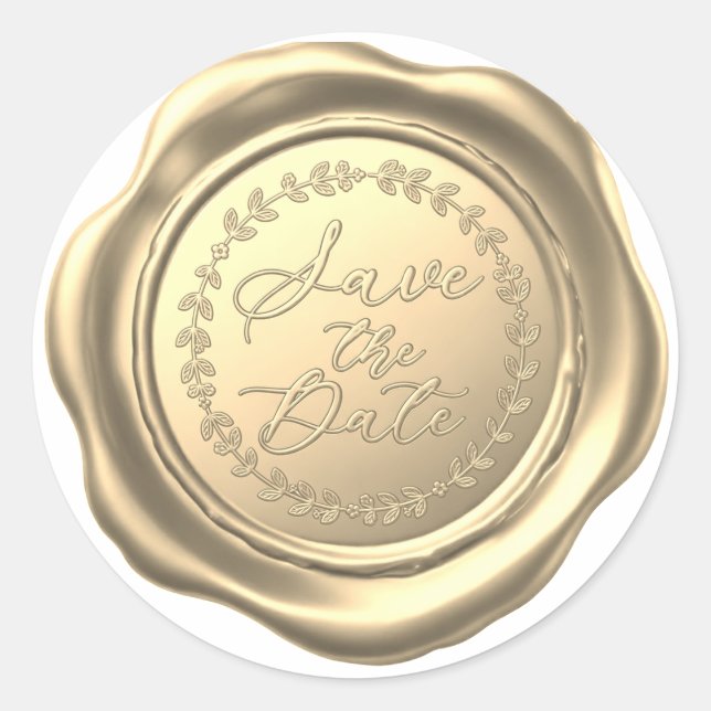 Elegant Gold Faux Wax Seal "Save the Date" Wedding (Front)