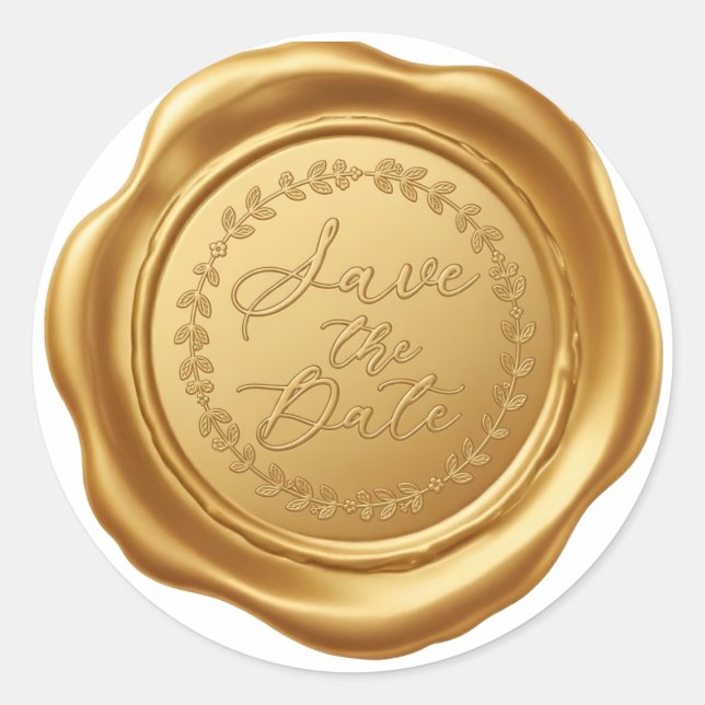 Elegant Gold Faux Wax Seal "Save the Date" Wedding (Front)