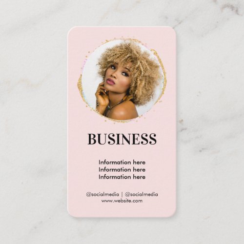 Elegant Gold Feminin Beauty Social Media Pink Business Card