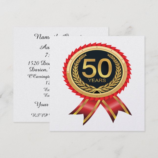 Elegant Gold Fifty Invitation (Front/Back)