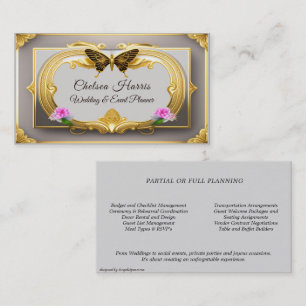 Elegant Gold Filigree Beautiful Butterfly & Roses Business Card