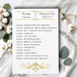 Elegant Gold Filigree on White, Wedding Timeline Program<br><div class="desc">Elegant Gold Filigree on White Wedding Timeline feature filigree patterns adding a rich touch to your wedding stationery as well and make this design appropriate for a traditional ceremony. Programs are an excellent way to make guests feel included in your wedding ceremony and provide conversational topics during the receiving line....</div>