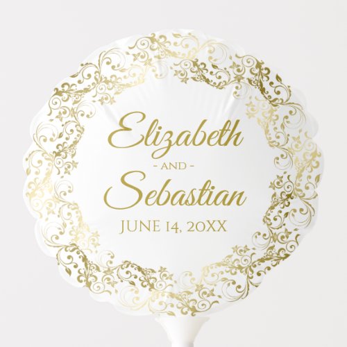 Elegant Gold Filigree Ornate Frilly Wedding Balloon