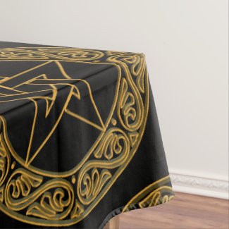 Elegant Gold Filigree Pentacle Wicca Star Altar Tablecloth