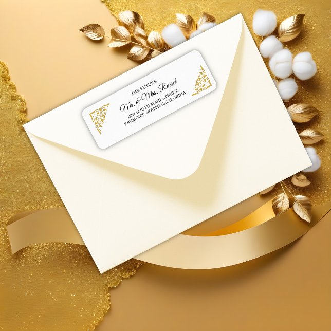 Elegant Gold Filigree , Wedding Return Address Label (Creator Uploaded)