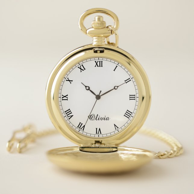 Elegant Gold Finish Pocket Watch with Your Name (Inside)