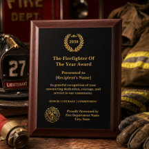 Elegant Gold Firefighter of the Year Award