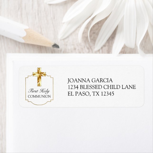 Elegant Gold First Holy Communion Invitation  Label (Insitu)