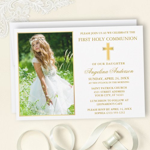 Elegant Gold First Holy Communion Photo