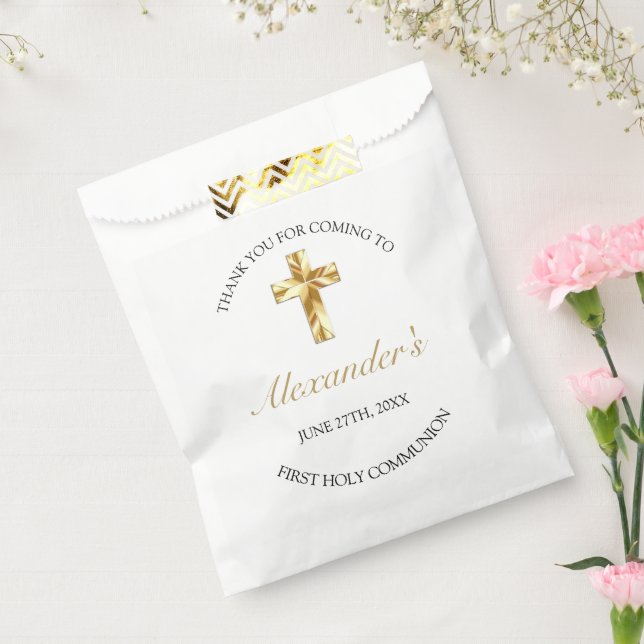 Elegant Gold First Holy Communion Thank You Favor Bag (Sealed)