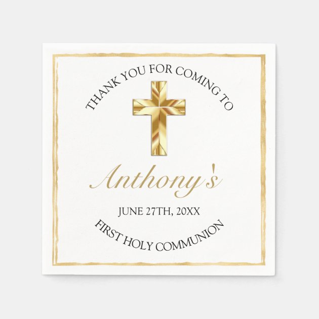 Set of 50 Christening Baptism Communion Party Gold Toned Cross Stickers 