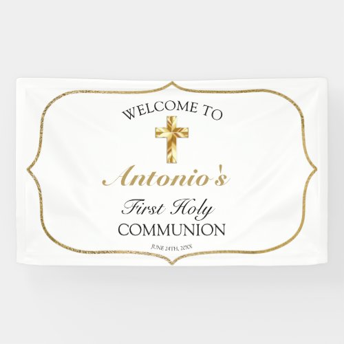 Elegant Gold First Holy Communion Welcome  Banner