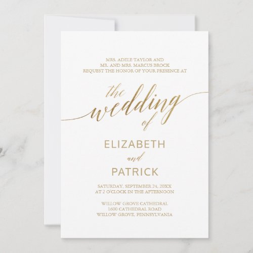 Elegant Gold  First Name The Wedding Of Invitation