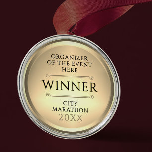Elegant Gold First Place Winner Gala Award Medal Metal Ornament