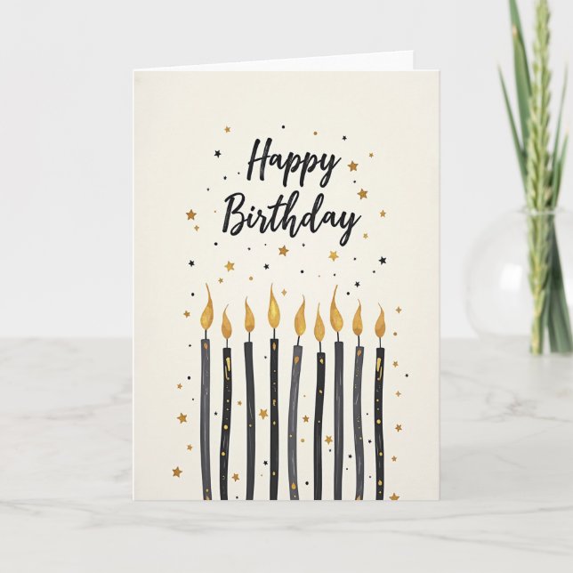Elegant Gold Flame Birthday Card (Front)