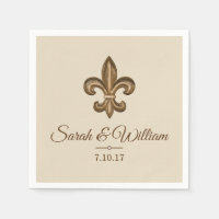 Elegant Gold Fleur de Lis & Taupe | Personalized