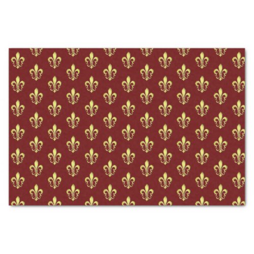 Elegant Gold Fleurs de lys Dark Red Tissue Paper