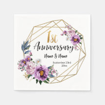 Elegant Gold Floral 1st Year Anniversary