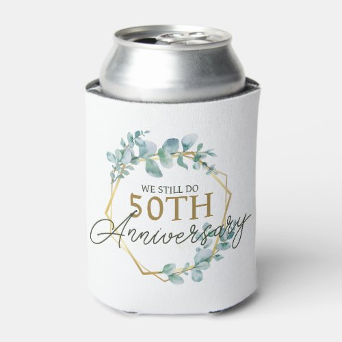 Elegant Gold Floral 50th Wedding Anniversary Can Cooler