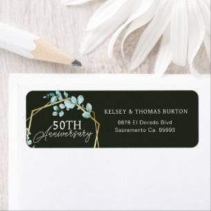 Elegant Gold Floral 50th Wedding Anniversary Label